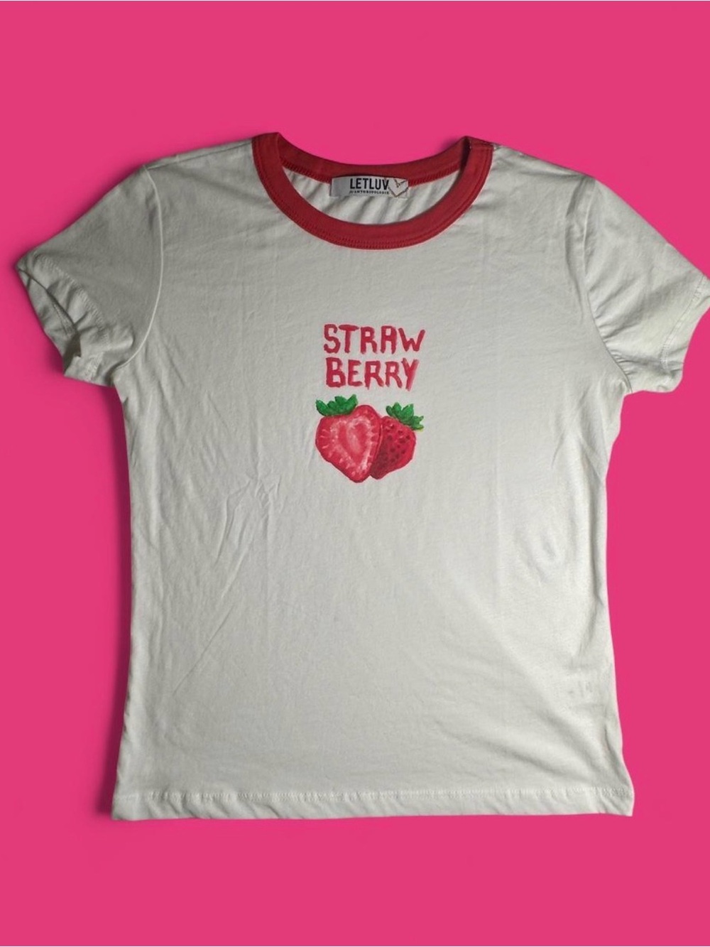 Letluv for Anthropologie Strawberry Ringer Tee - Size S